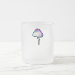 Mushroom in white Trippy Psychedelic Colours Frosted Glass Coffee Mug