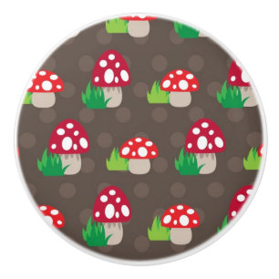 mushroom kids pattern ceramic knob