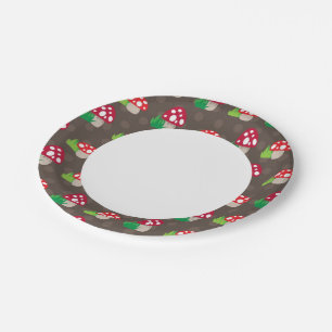 mushroom kids pattern paper plate