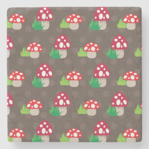 mushroom kids pattern stone coaster