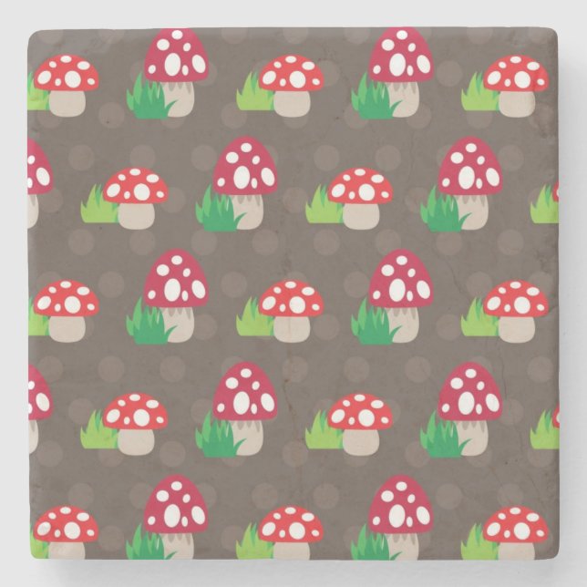 mushroom kids pattern stone coaster (Front)