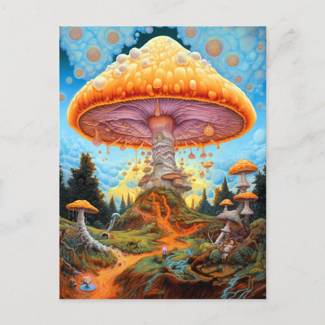 Mushroom Landscape Surreal Fantasy Art Postcard (Front)