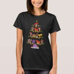Mushroom Lights Xmas Santa Mushroom Christmas Tr T-Shirt