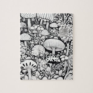 Mushroom line drawing  jigsaw puzzle