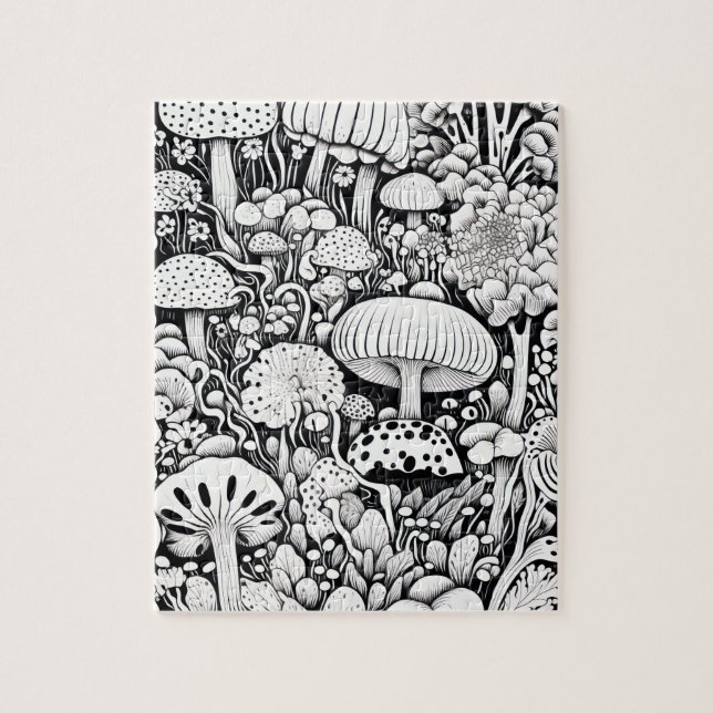 Mushroom line drawing  jigsaw puzzle (Vertical)