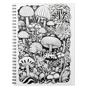 Mushroom line drawing notebook