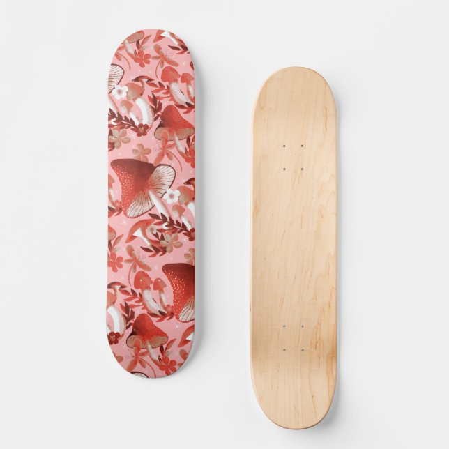 Mushroom Magic pink and red Skateboard (Front)