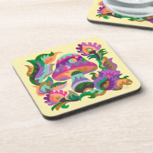 Mushroom Magic Rainbow Glass Coaster