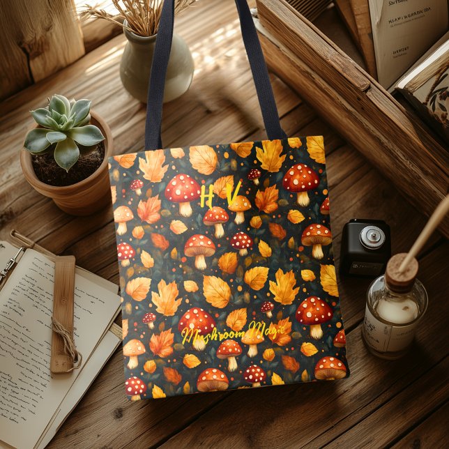 Mushroom Magic Tote with Autumn Forest Design Bag (Creator Uploaded)