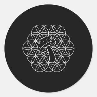 Mushroom Mandala Sacred Geometry Mycology Fungi Di Classic Round Sticker