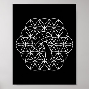 Mushroom Mandala Sacred Geometry Mycology Fungi Di Poster
