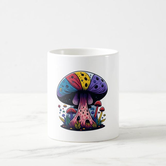 Mushroom Mania Colourful Painting Vivid  Coffee Mug (Center)