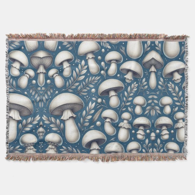 Mushroom Meadow Throw Blanket (Front)