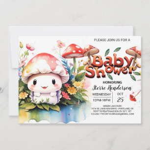 Mushroom Meadow Wonder Baby Shower Invitation