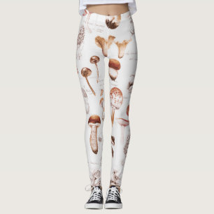 Mushroom Medley: Watercolor Seamless Pattern Leggings