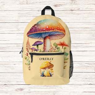 Mushroom Monogram Yellow Modern Printed Backpack