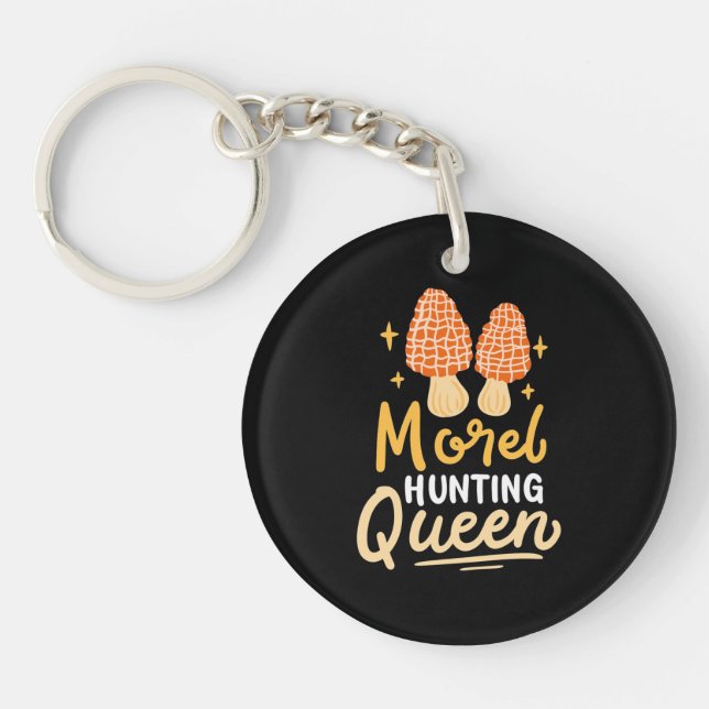 Mushroom Morel Hunting Queen Key Ring (Front)