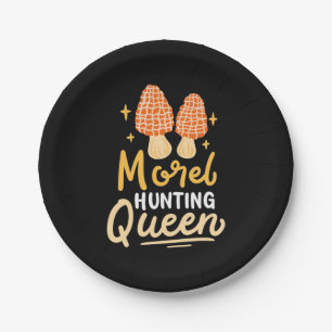 Mushroom Morel Hunting Queen Paper Plate
