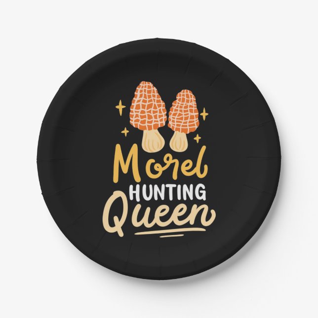 Mushroom Morel Hunting Queen Paper Plate (Front)