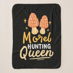 Mushroom Morel Hunting Queen Sherpa Blanket