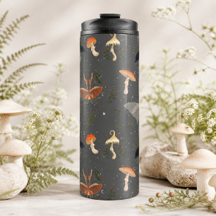 Mushroom Moth Butterfly Pattern Thermal Tumbler