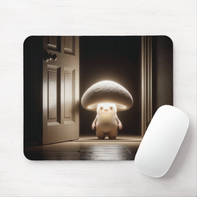 Mushroom Munchkin Glowing In a Doorway Mouse Mat (With Mouse)