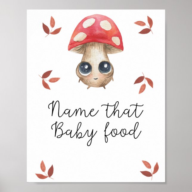Mushroom - name that baby food shower poster (Front)
