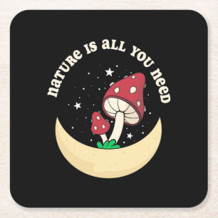 Mushroom Nature Is All You Need Square Paper Coaster