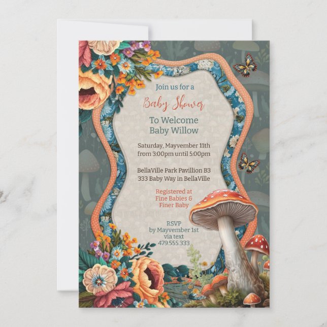 Mushroom Nature Party Shower Invitation (Front)