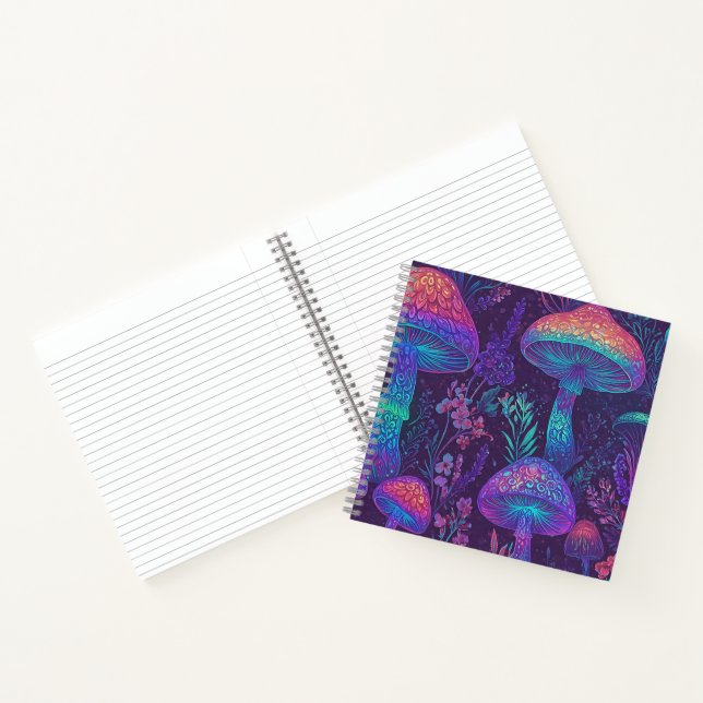 Mushroom Neon Forest Dreamscape Notebook (Inside)