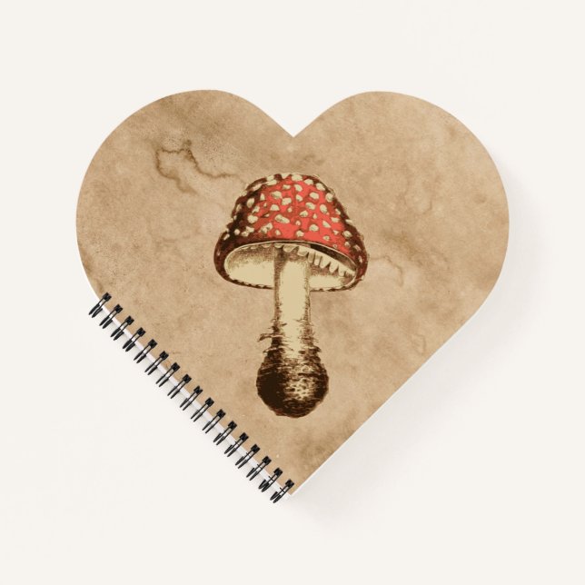 Mushroom on an Old Paper Notebook (Front)