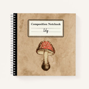 Mushroom on an Old Paper Personalised Composition Notebook