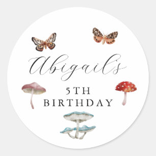 Mushroom Party Birthday Favor  Classic Round Sticker