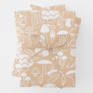Mushroom Pastel Brown  Wrapping Paper Sheet