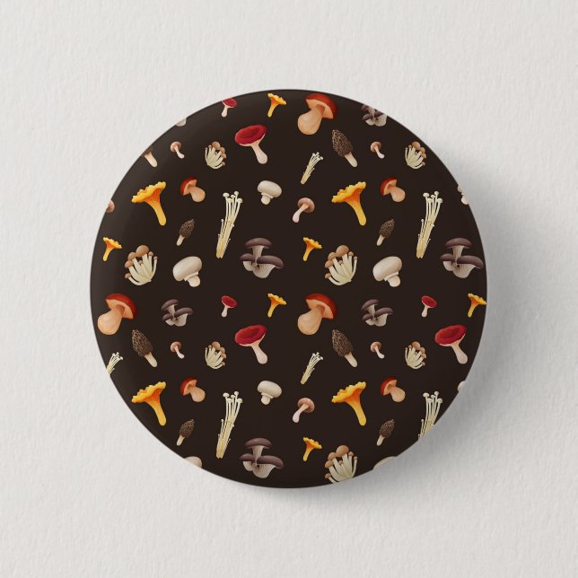 Mushroom pattern 6 cm round badge (Front)