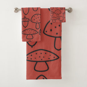 Mushroom pattern bath towel set