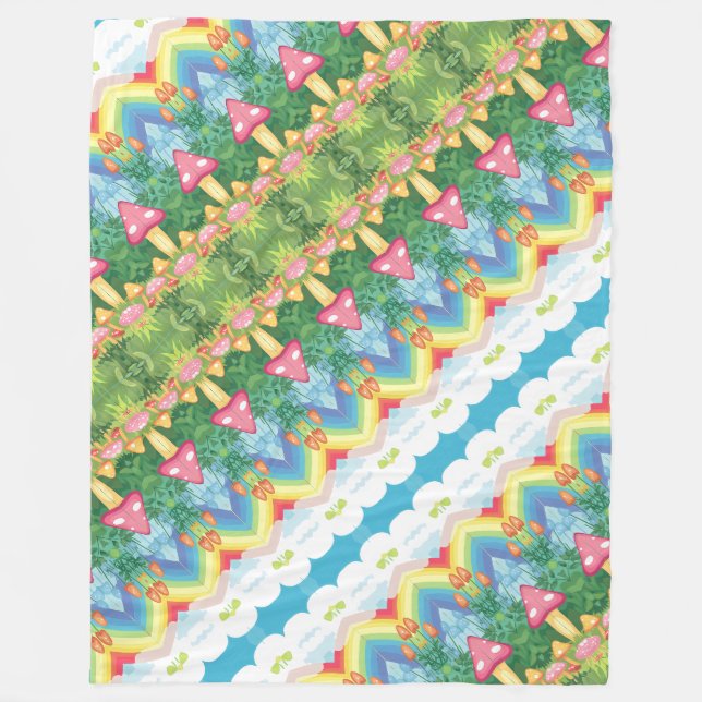 Mushroom pattern fleece blanket (Front)