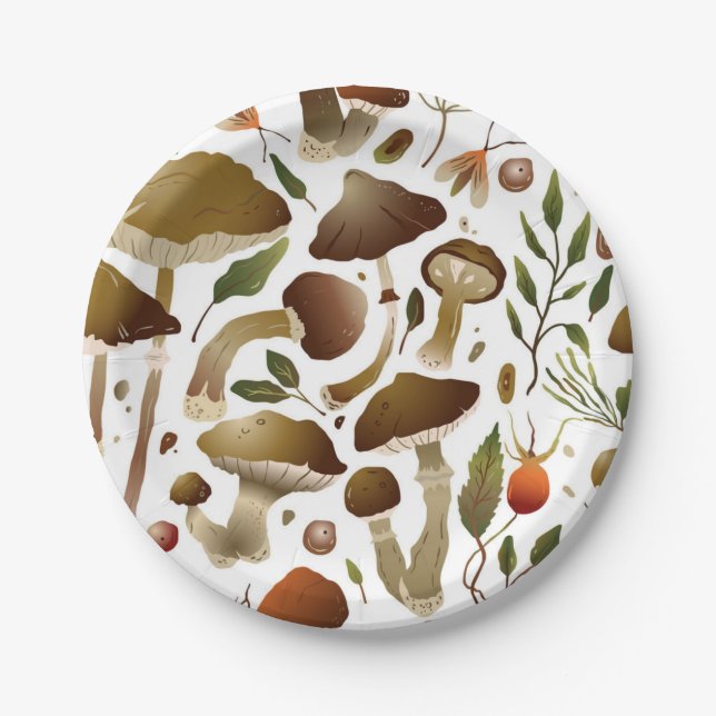Mushroom pattern paper plate (Front)