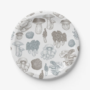 Mushroom pattern paper plate