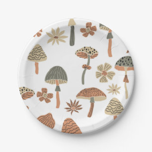 Mushroom pattern paper plate
