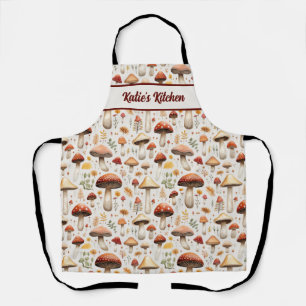Mushroom Pattern Personalised All-Over Print Apron