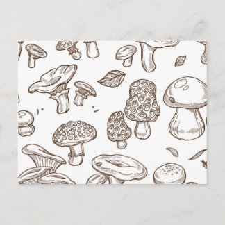 Mushroom pattern postcard