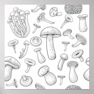 Mushroom pattern poster