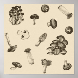 Mushroom pattern poster