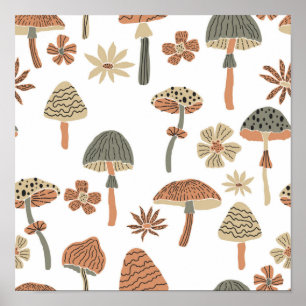 Mushroom pattern poster