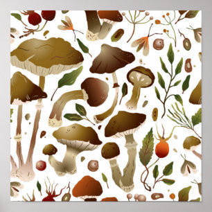 Mushroom pattern poster