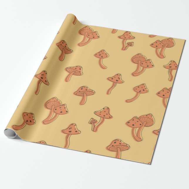 Mushroom pattern wrapping paper (Unrolled)