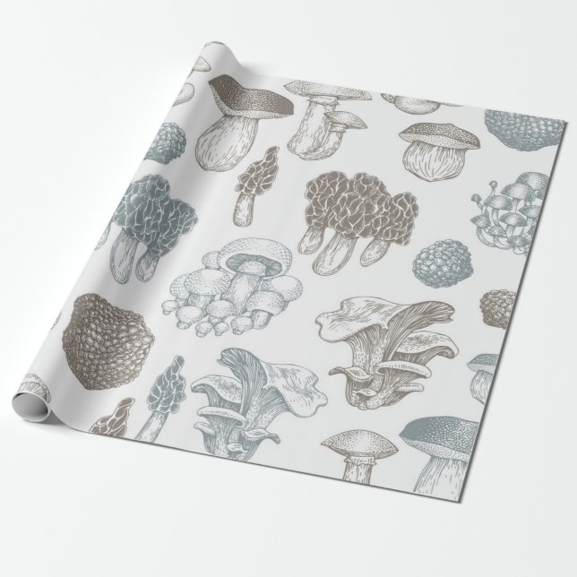 Mushroom pattern wrapping paper (Unrolled)