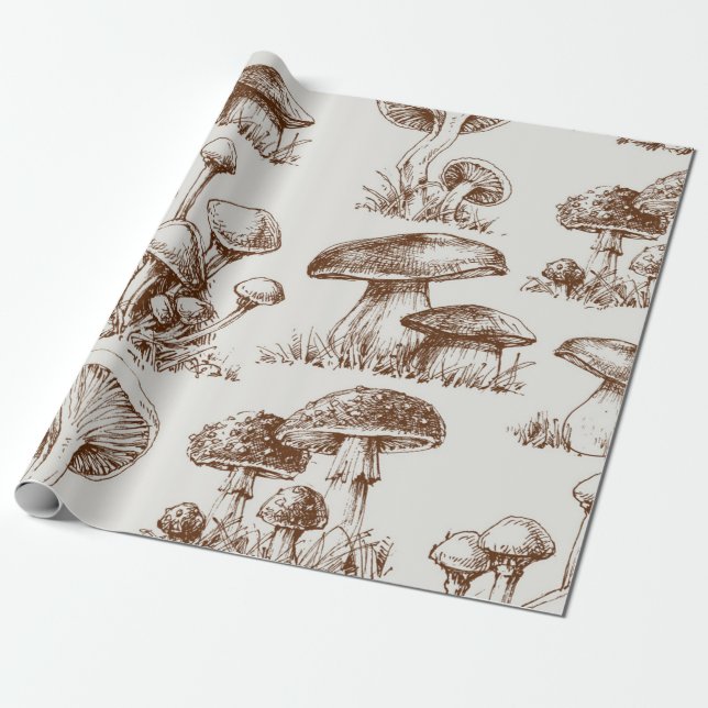Mushroom pattern wrapping paper (Unrolled)