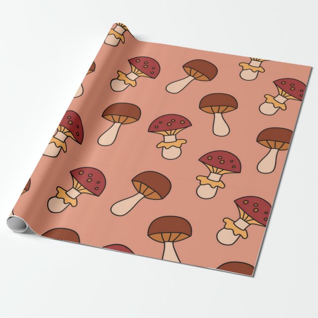 Mushroom pattern wrapping paper (Unrolled)